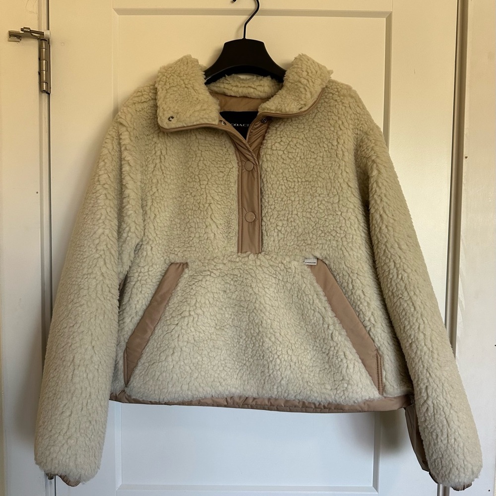 Cozy Cream and Tan Sherpa Pullover